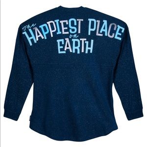 NWT Disneyland The Happiest Place On Earth Blue Glitter Spirit Jersey